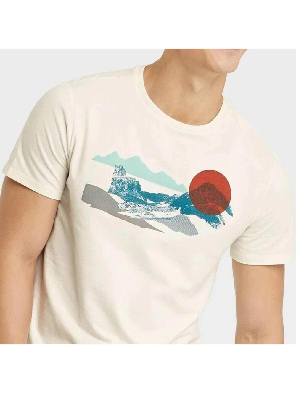 Goodfellow Short Sleeve Graphic T-Shirt S Cream Mountain Sun Dog Bone